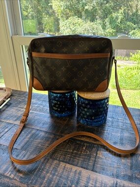 Louis Vuitton Monogram Canvas Crossbody in Brown with Tan Trim